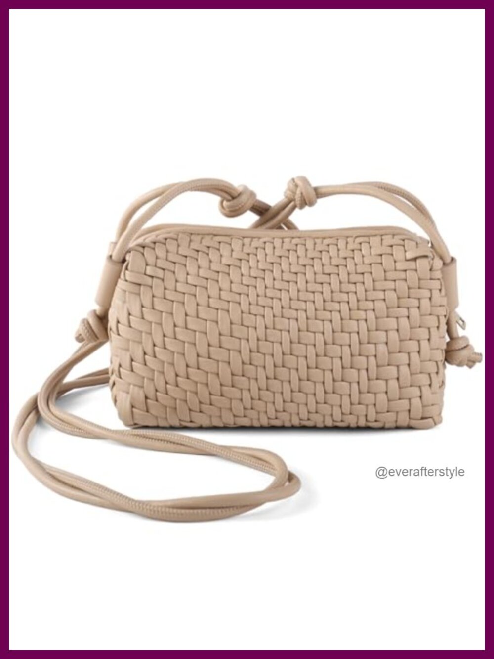 Woven Vegan Leather Crossbody Bag Small Zipper Purse Adjustable Strap